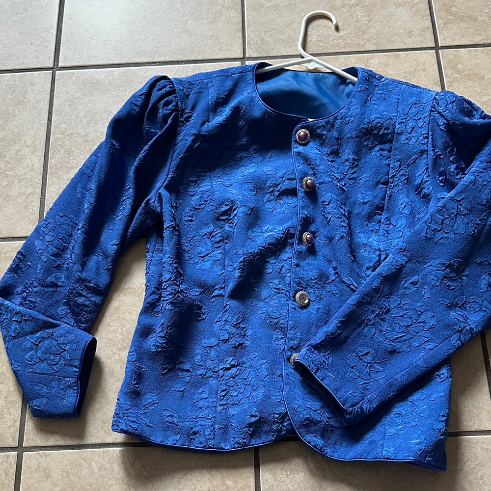 Miss Elliette Royal Blue Textured Jacket